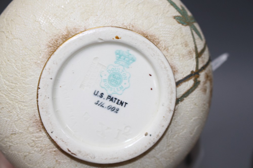 A pair of Doulton Burslem ewers, with floral decoration, US Patent stamp to base, height 17.5cm